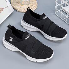 Giày thể thao đế mềm bằng vải sợi carbon mùa hè/thu mới của Shibonni dành cho nữ, thích hợp cho thể thao/giải trí/đi bộ - màu đen - Xem 2