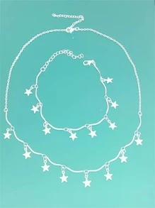 kit  choker e pulseira estrela