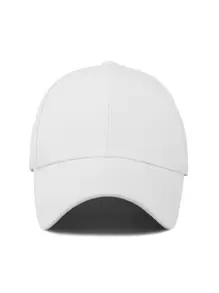 1pc Adjustable White Casual Baseball Cap, Soft Sweatband, Unisex, Fashionable Lightweight Sun Protection, Classic Style, Suitable For Gatherings, Vacations, Outdoor Sports, Daily Wear, Perfect Gift For Family And Friends - White - View 3