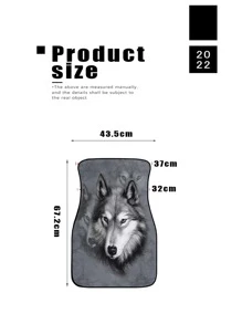 1pc Wolf Print Non Slip Car Floor Mat - Multicolor - View 3