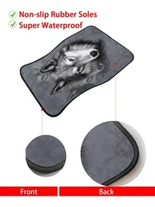 1pc Wolf Print Non Slip Car Floor Mat - Multicolor - View 2