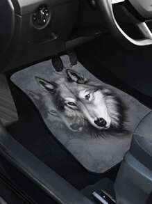 1pc Wolf Print Non Slip Car Floor Mat - Multicolor - View 1