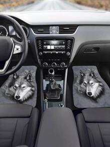1pc Wolf Print Non Slip Car Floor Mat - Multicolor - View 4