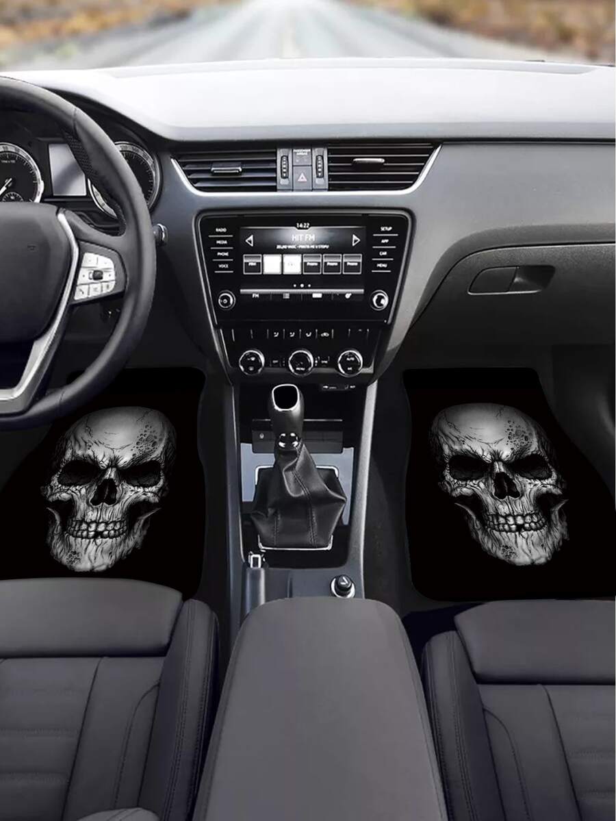 1Pc Skeleton Print Non Slip Car Floor Mat Car Accessories Interior - Multicolor - View 1