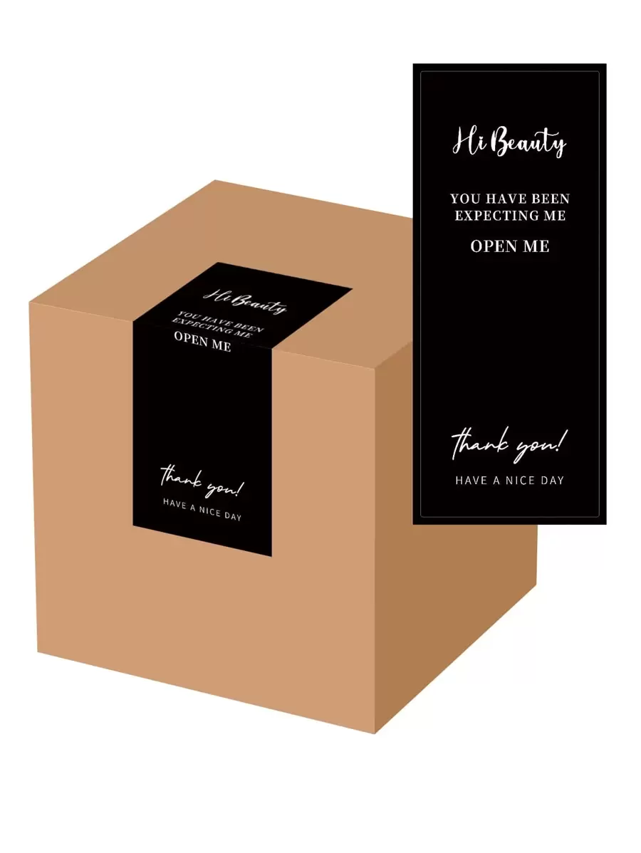 50sheets, Box Seal Stickers, Rectangle Gift Package Labels, Thank You For Your Order Stickers, Decorative Baking Gift Bags Packaging Decals For Small Business, Envelopes Seal Gift Packaging Box Retail Bag - Black - View 1