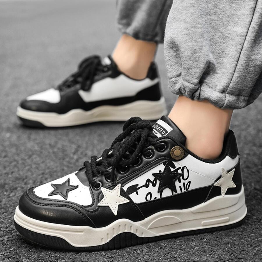 1雙男士休閒時尚戶外運動鞋硫化鞋 - 黑色 - 查看 1