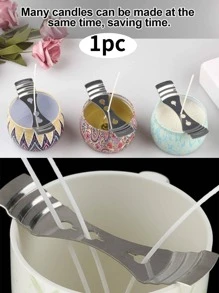 1入組燭芯、大豆蠟和蠟燭製作用品，適用於香薰蠟燭/1入組金屬燭芯支架，帶3孔定心裝置和燭芯夾，適用於DIY蠟燭製作配件 - 銀色 - 查看 5