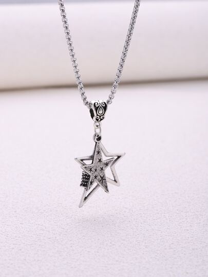 1pc Fashion New Double Layer Star Sweater Chain Long Necklace