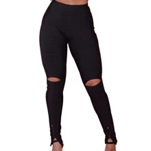 Women Pants - 黑色 - 查看 1