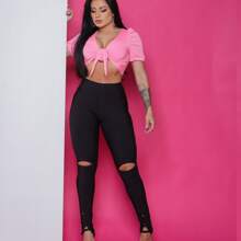 Women Pants - 黑色 - 查看 5