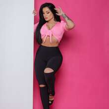 Women Pants - 黑色 - 查看 4