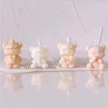 1入組可愛熊蠟燭製作模具3D有香味蠟燭模具DIY裝飾矽膠模具手工水晶環氧樹脂肥皂蠟燭模具 - 白色 - 查看 5