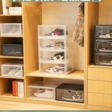 One-Piece Assembly-Free All-In-One Magnetic Side-Opening Basketball Shoe Box Large Transparent Storage Shoe Box - Dark Grey - View 5