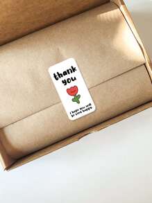 100 张盒子密封贴纸、矩形礼品包装标签、感谢您的订单贴纸、装饰性烘焙礼品袋包装贴花（适用于小型企业）、信封密封礼品包装盒零售袋、圣诞节情人节 - 白色 - 查看 4