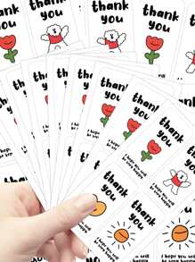 100 张盒子密封贴纸、矩形礼品包装标签、感谢您的订单贴纸、装饰性烘焙礼品袋包装贴花（适用于小型企业）、信封密封礼品包装盒零售袋、圣诞节情人节 - 白色 - 查看 1