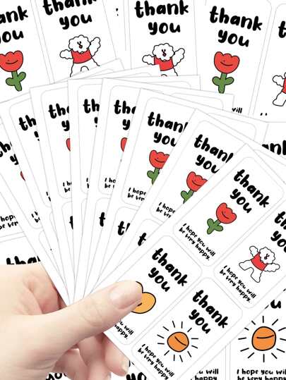 100pcs Box Seal Stickers, Rectangle Gift Package Labels, Thank You For Your Order Stickers, Decorative Baking Gift Bags Packaging Decals For Small Business, Envelopes Seal Gift Packaging Box Retail Bag,Christmas Valentine Day