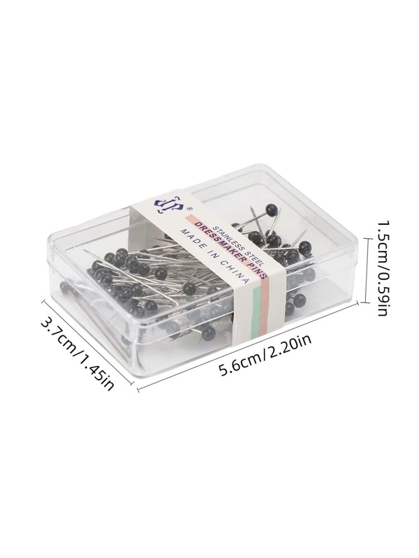 Diy Sewing & Quilting Straight Pins With Large Heads, Black Box