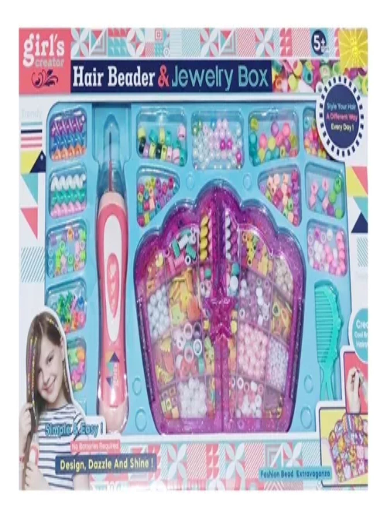 Juego para hacer trenzas de pelo con accesorios, decoración de habitación - Morado - Ver 1