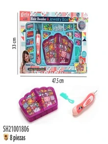 Juego para hacer trenzas de pelo con accesorios, decoración de habitación - Morado - Ver 2