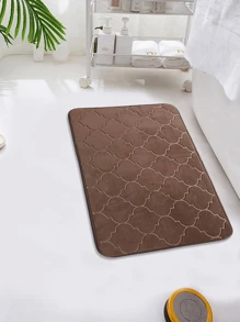 1pc Minimalist Solid Color Soft Memory Foam Absorbent Bath Mat, Bathroom Floor Mat - Coffee Brown - View 3
