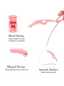 Bộ 6 kẹp tóc cá sấu, phụ kiện tạo kiểu tóc, chia tóc, màu hồng, dụng cụ tạo kiểu tóc cho tiệm cắt tóc, salon, sản phẩm làm đẹp thiết yếu khi đi du lịch, chăm sóc tóc, phụ kiện tóc. - Hồng - Xem 7