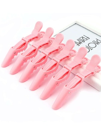 Set de 6 pinzas para el cabello con diseño de cocodrilo/caimán para peluquería, accesorios de peinado de color rosa, herramientas de peinado