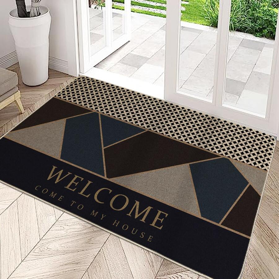 Vàng Dây điện Họa tiết Hình học Chào mừng Tấm lót , Đơn giản Và Hình học Không trượt Hấp thụ Thảm cửa , Hoàn hảo Đối với Phòng khách Và Phòng ngủ Lối vào , Dễ Đến Lau sạch - Nhiều màu - Xem 1