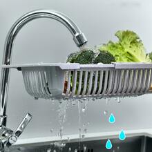 1个可伸缩水槽沥水篮，防滑可伸缩手柄，镂空设计，厨房蔬果沥水器，厨房用品，厨房配件，厨房工具 - 灰色 - 查看 6