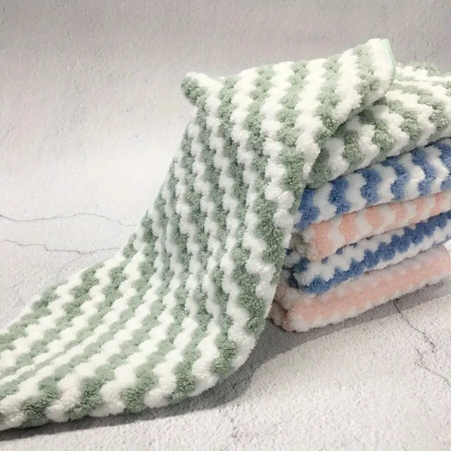 1入組新款水波紋洗碗布,加厚珊瑚絨抹布,不粘油抹布,廚房百潔布抹布