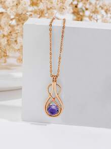 1 Miếng Tinh tế Khối Zirconia  Trang trí vô cực Vòng cổ mặt dây chuyền Đối với phụ nữ Đối với Quà sinh nhật - Màu Lilac Tím - Xem 2