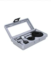 Juego corta circulos para madera 8 piezas de 22 a 68mm de diametro  incluye broca guia para madera lámina plástico aluminio - Negro - Ver 2