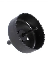 Juego corta circulos para madera 8 piezas de 22 a 68mm de diametro  incluye broca guia para madera lámina plástico aluminio - Negro - Ver 3