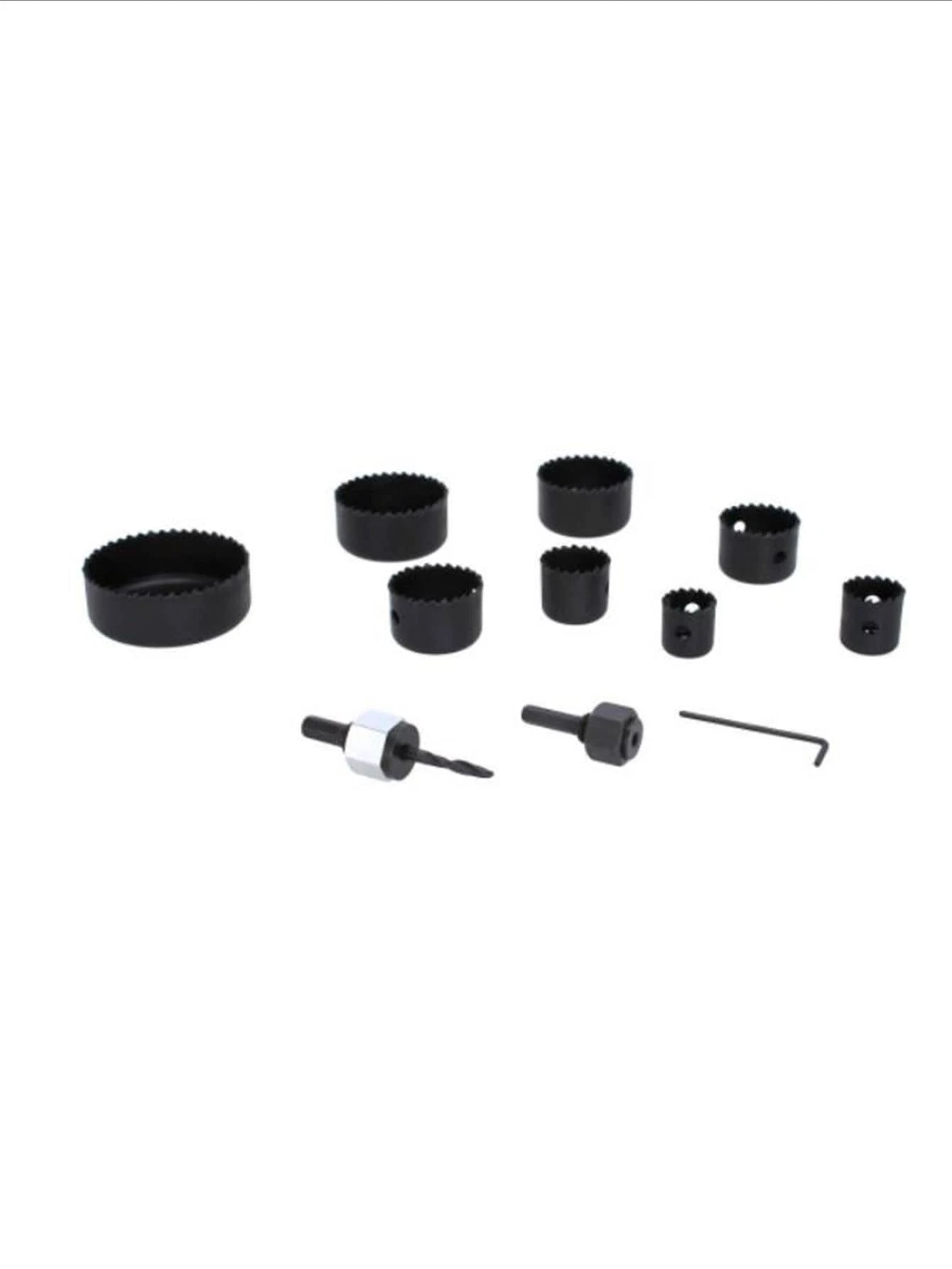 Juego corta circulos para madera 8 piezas de 22 a 68mm de diametro  incluye broca guia para madera lámina plástico aluminio - Negro - Ver 1