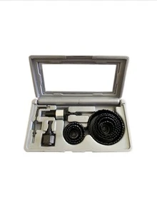 Juego corta circulos para madera 8 piezas de 22 a 68mm de diametro  incluye broca guia para madera lámina plástico aluminio - Negro - Ver 5