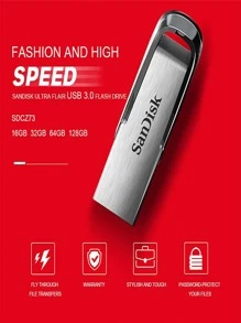 SANDISK Unidade Flash USB 3.0 SanDisk CZ73 Ultra Flair 32GB, 64GB, 128GB, Pen Drive 256GB, Pen Drive de Alta Velocidade