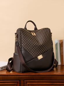 1 Miếng Quý cô Đúng mốt & Nylon Chất liệu & Khối màu & In Clover & Đa chức năng Ba lô Đối với Trường học Hoặc Giải trí Sử dụng - màu nâu - Xem 1