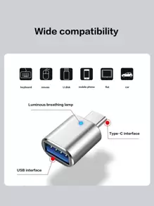 Reletech 1/3 pezzi Adattatore da Type-C a USB OTG, adattatore per porta Type-C per telefono cellulare, tablet, disco U, convertitore per auto