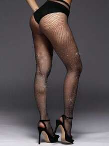 Mujer 1 par con diseño de diamante de imitación casual para fiesta - Negro - Ver 2