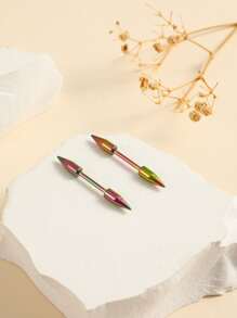 1pair Simple Style Stainless Steel Colorful Cone Shaped Nipple Studs, Couple Gift - Multicolor - View 1