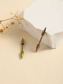 1pair Simple Style Stainless Steel Colorful Cone Shaped Nipple Studs, Couple Gift - Multicolor - View 2