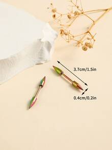 1pair Simple Style Stainless Steel Colorful Cone Shaped Nipple Studs, Couple Gift - Multicolor - View 3