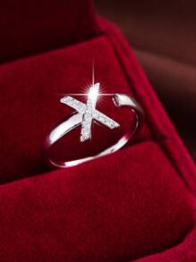 1 Miếng Thời trang Pha lê Trang trí chữ cái Vòng cửa tay áo Đối với phụ nữ Để Trang Trí Hàng Ngày - Bạc - Xem 4