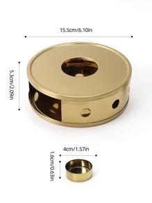 1pc Round Stainless Steel Burner Stove For Flower Tea, - Gold - View 2