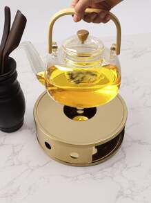 1pc Round Stainless Steel Burner Stove For Flower Tea, - Gold - View 1