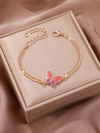 Women's Dual-color Double-strand Butterfly Bracelet