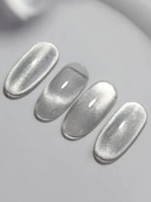 Y2K AestheticNail Art 貓眼凝膠拋光劑帶閃光和高光澤效果指甲油活力指甲油膠 - 銀色 - 查看 4