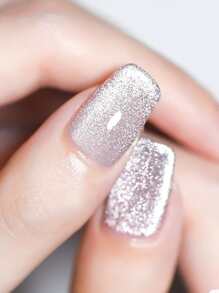 Y2K AestheticNail Art 貓眼凝膠拋光劑帶閃光和高光澤效果指甲油活力指甲油膠 - 銀色 - 查看 8
