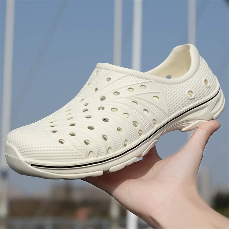 男士鏤空洞洞鞋,乙烯-乙酸乙烯共聚物時尚洞洞鞋 - 米色 - 查看 1