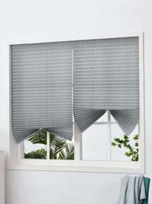 1入組灰色細褶半遮光窗簾 - 灰色 - 查看 3