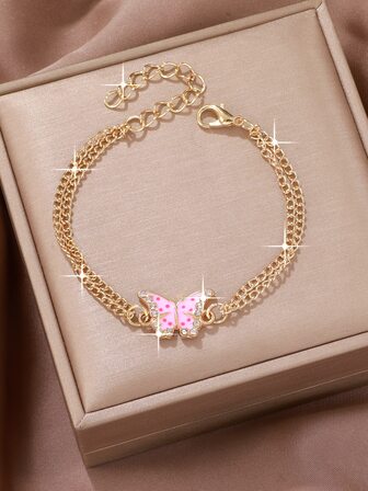 女士們粉色蝴蝶雙手鏈